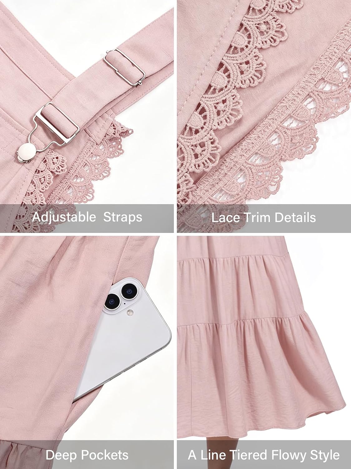 Moon Wood Plus Size Pink Overall Dress with Pockets - view 3