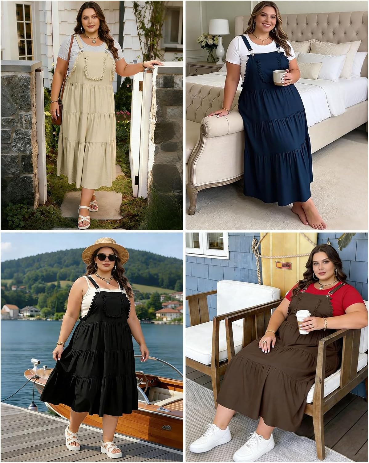 Moon Wood Plus Size Pink Overall Dress with Pockets - view 6