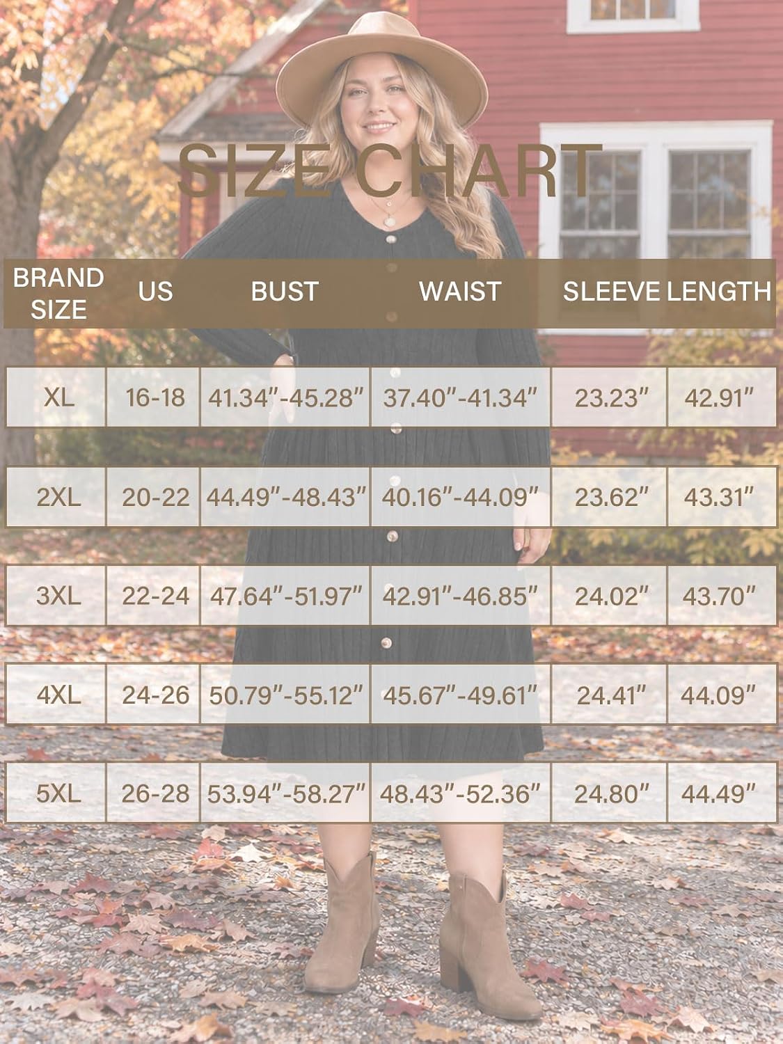 Moon Wood Plus Size Sweater Dress for Women Long Sleeve Midi Fall Dresses with Pocket - Black