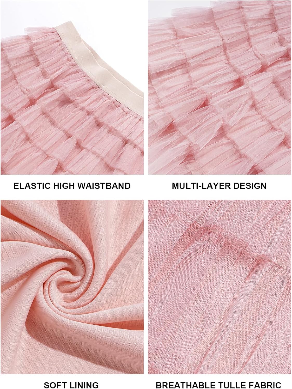 Moon Wood Plus Size Tulle Skirt for Women Ruffle Tiered Layered Mini Skirts - Pink