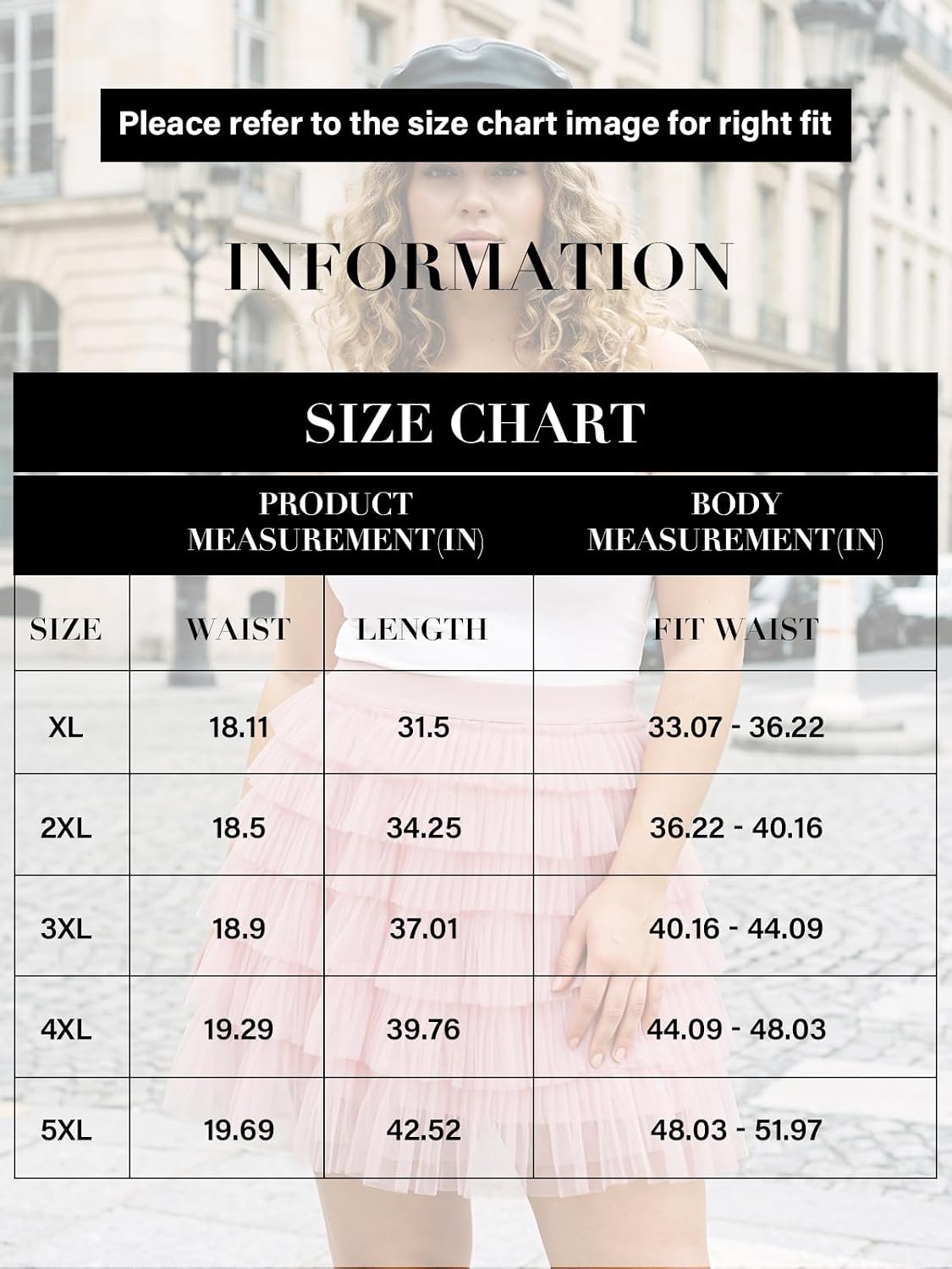 Moon Wood Plus Size Tulle Skirt for Women Ruffle Tiered Layered Mini Skirts - Pink