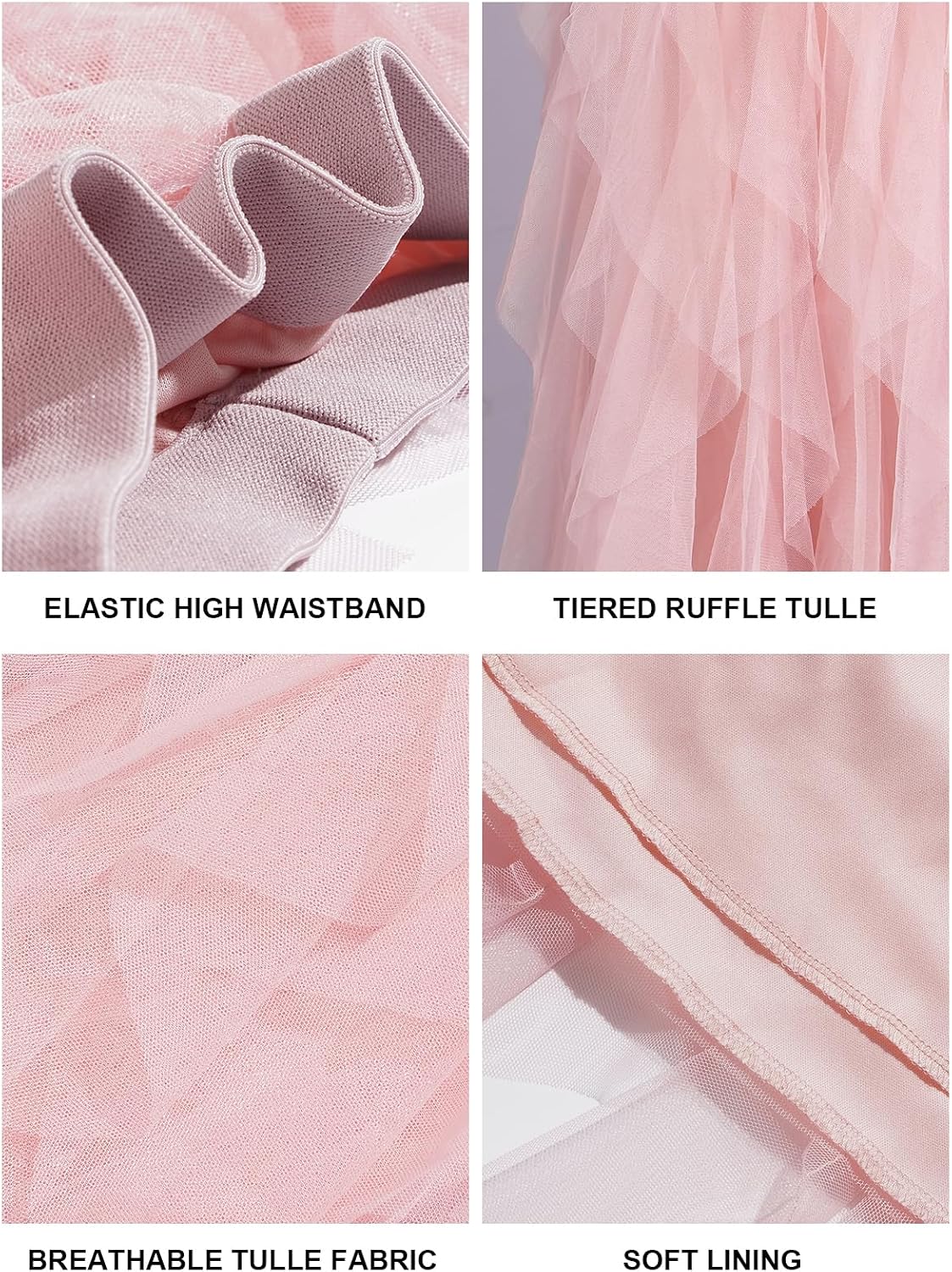 Moon Wood Plus Size Tulle Skirts for Women Maxi Long Layered Tutu Skirt - Pink