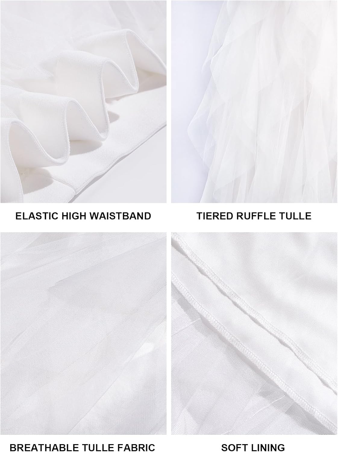 Moon Wood Plus Size Tulle Skirts for Women Maxi Long Layered Tutu Skirt - White