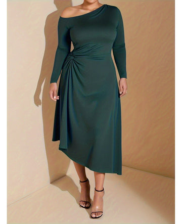 Bulk Plus Size Women's Elegant Single Shoulder Asymmetric Neckline Evening 24 Pcs view 1