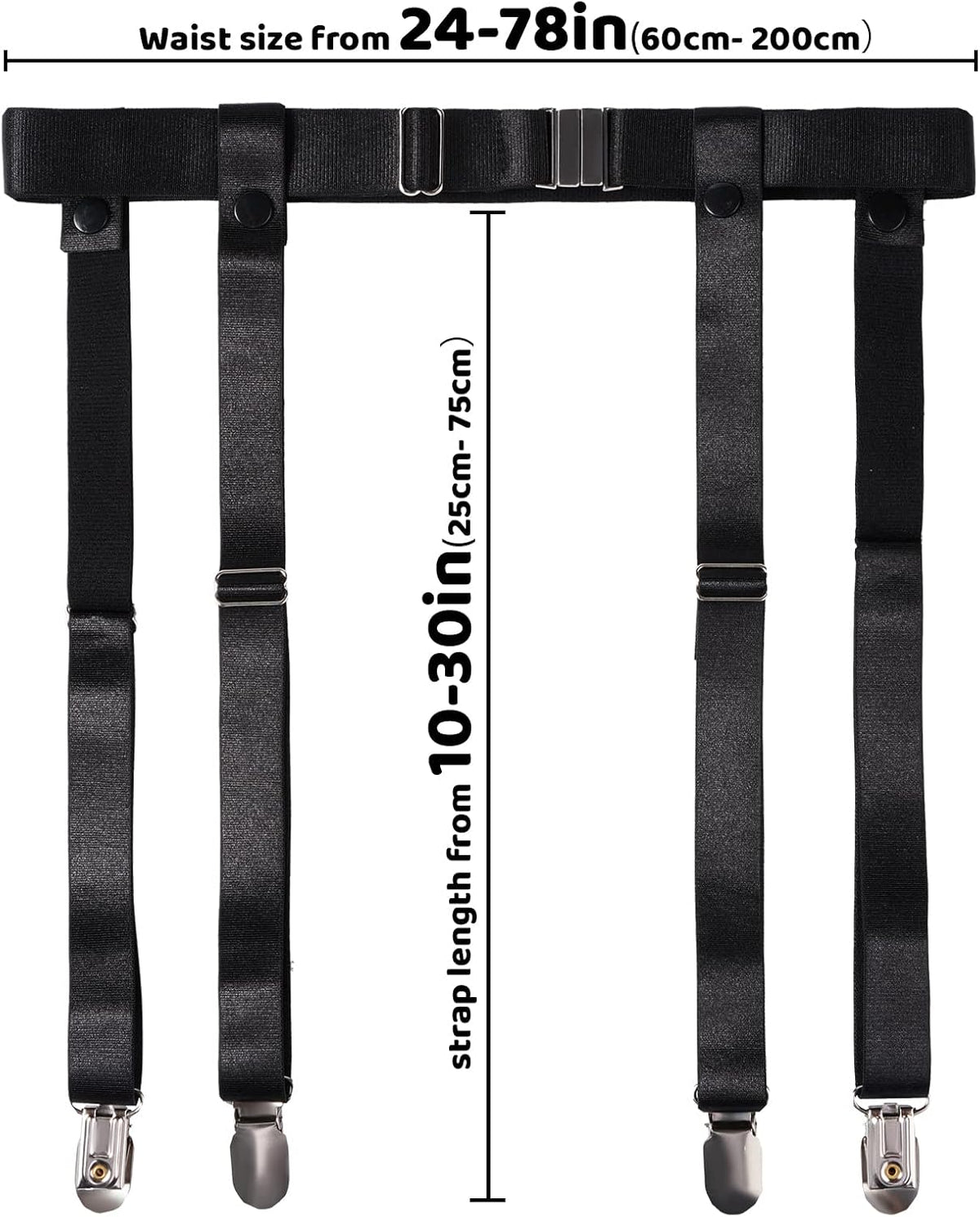 Moon Wood Plus Size Womens Thigh High Socks with Garter Belts - Black