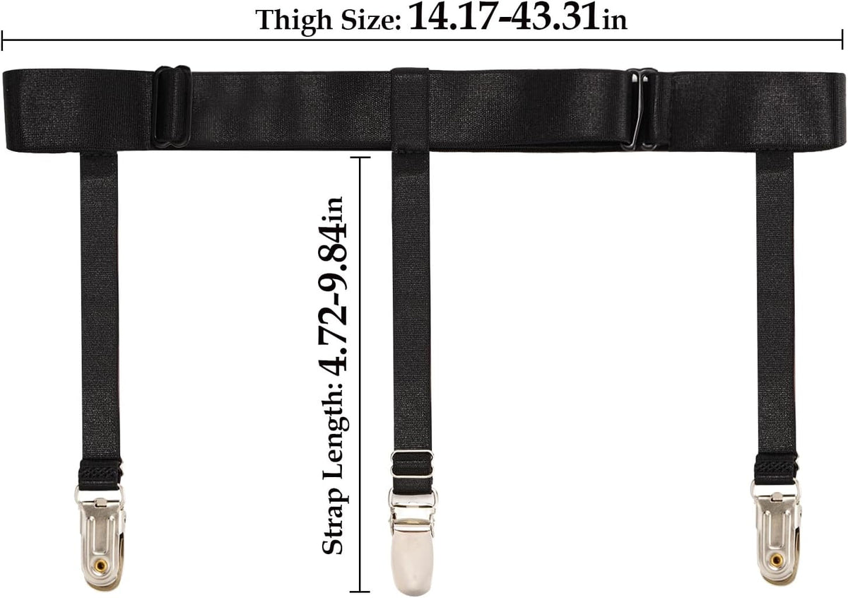 Moon Wood Plus Size Womens Thigh High Socks with Thigh Garter - Black