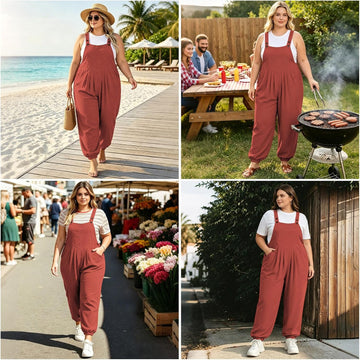 Moon Wood Plus Size Rust Overalls - view 2
