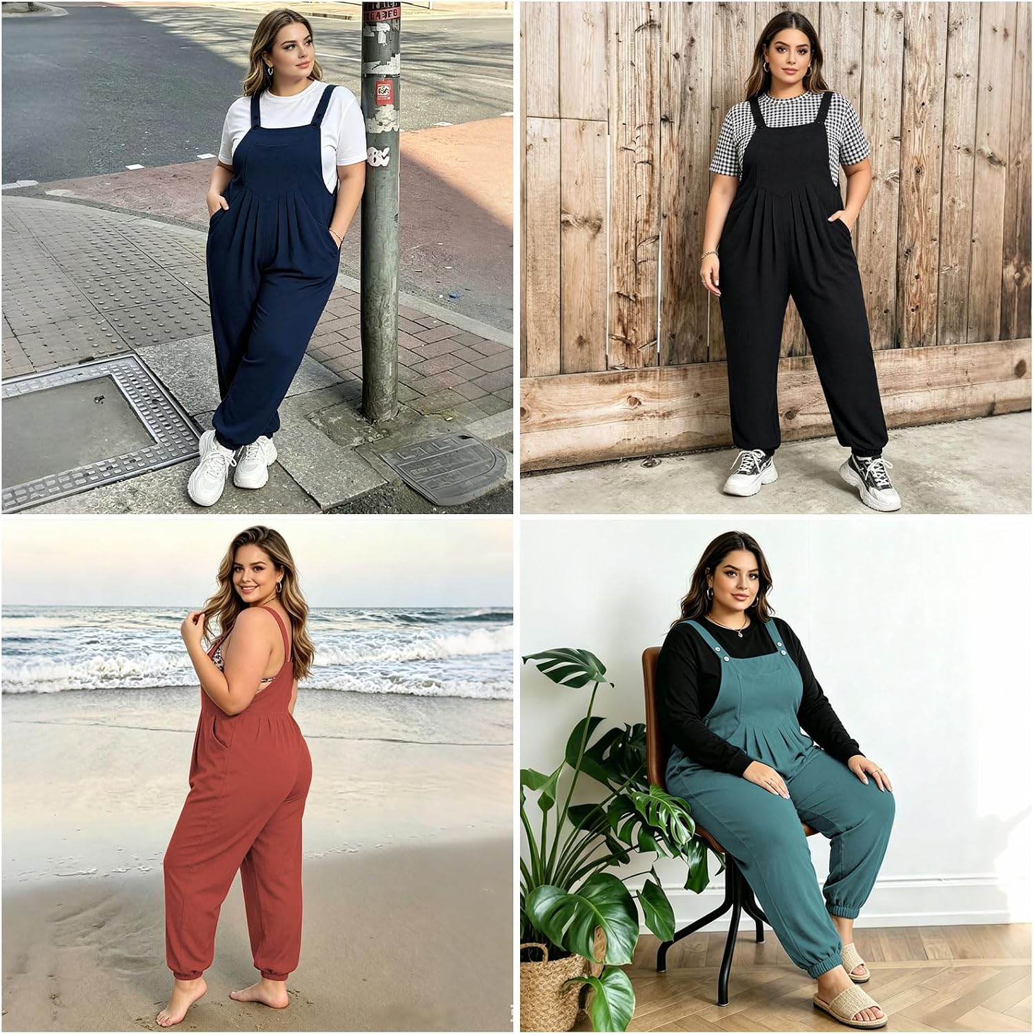 Moon Wood Plus Size Rust Overalls - view 3
