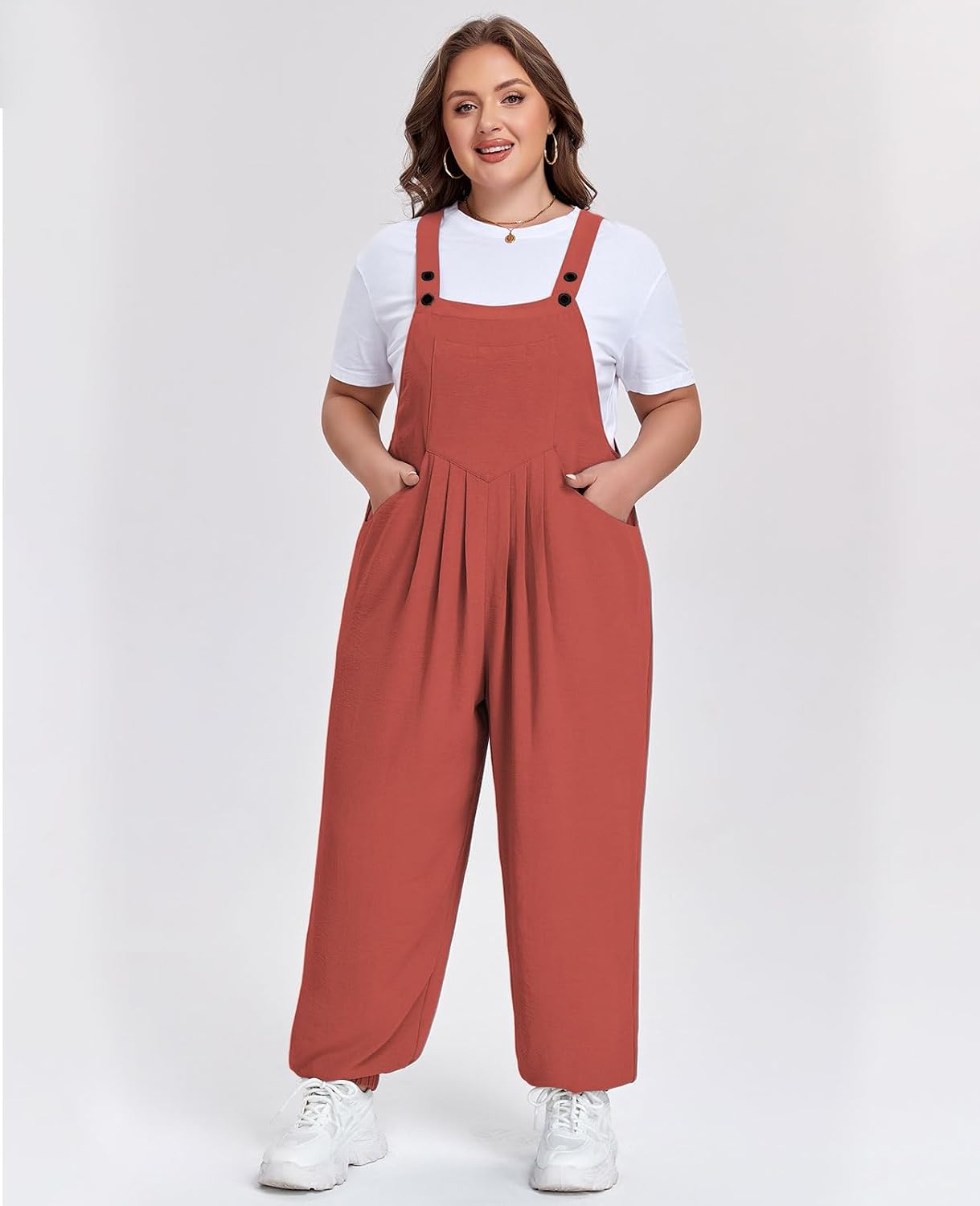 Moon Wood Plus Size Rust Overalls - view 4
