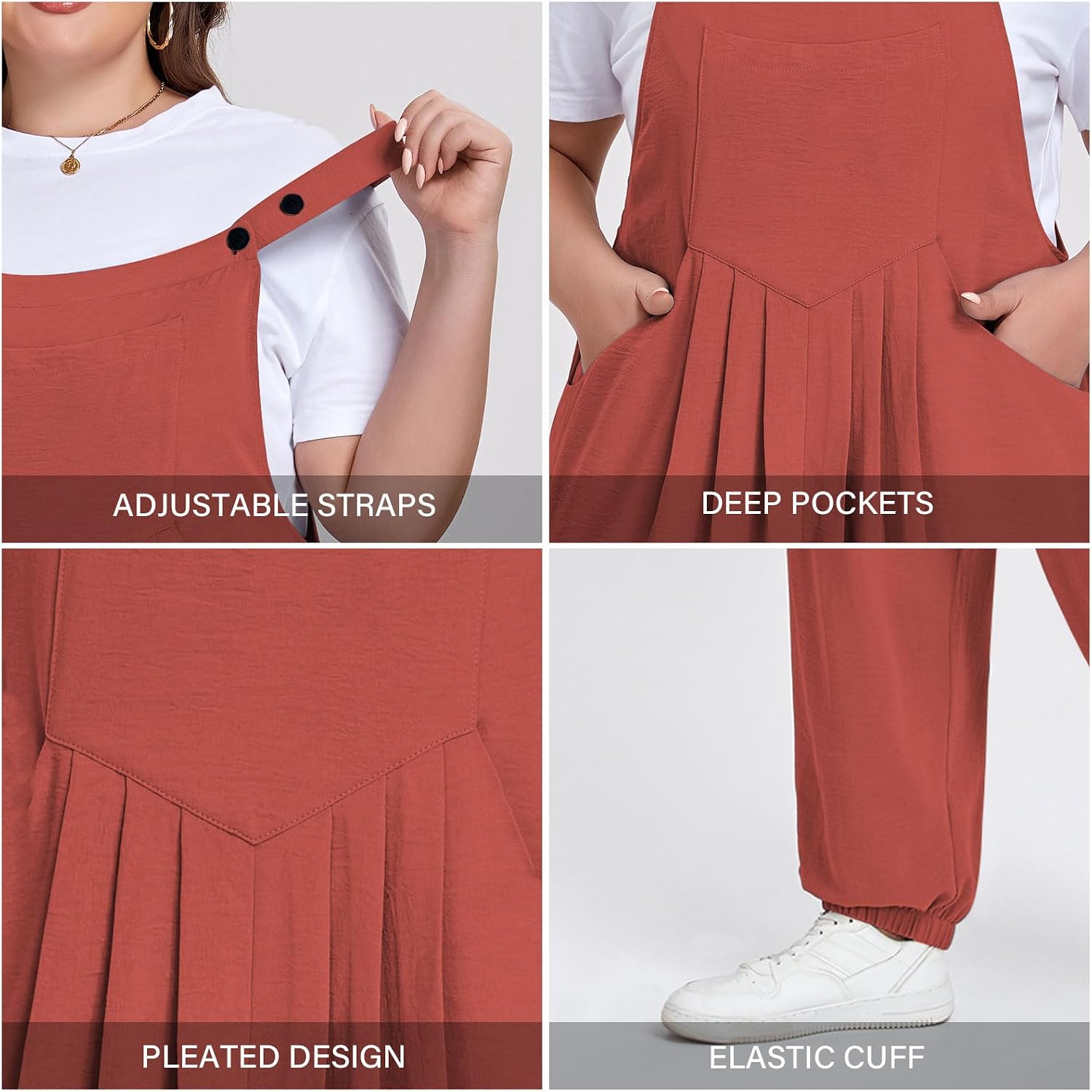 Moon Wood Plus Size Rust Overalls - view 5