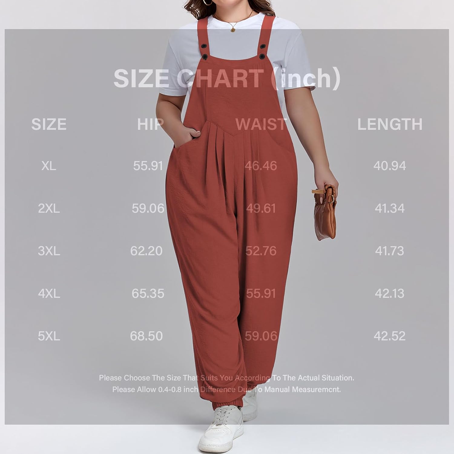 Moon Wood Plus Size Rust Overalls - view 6