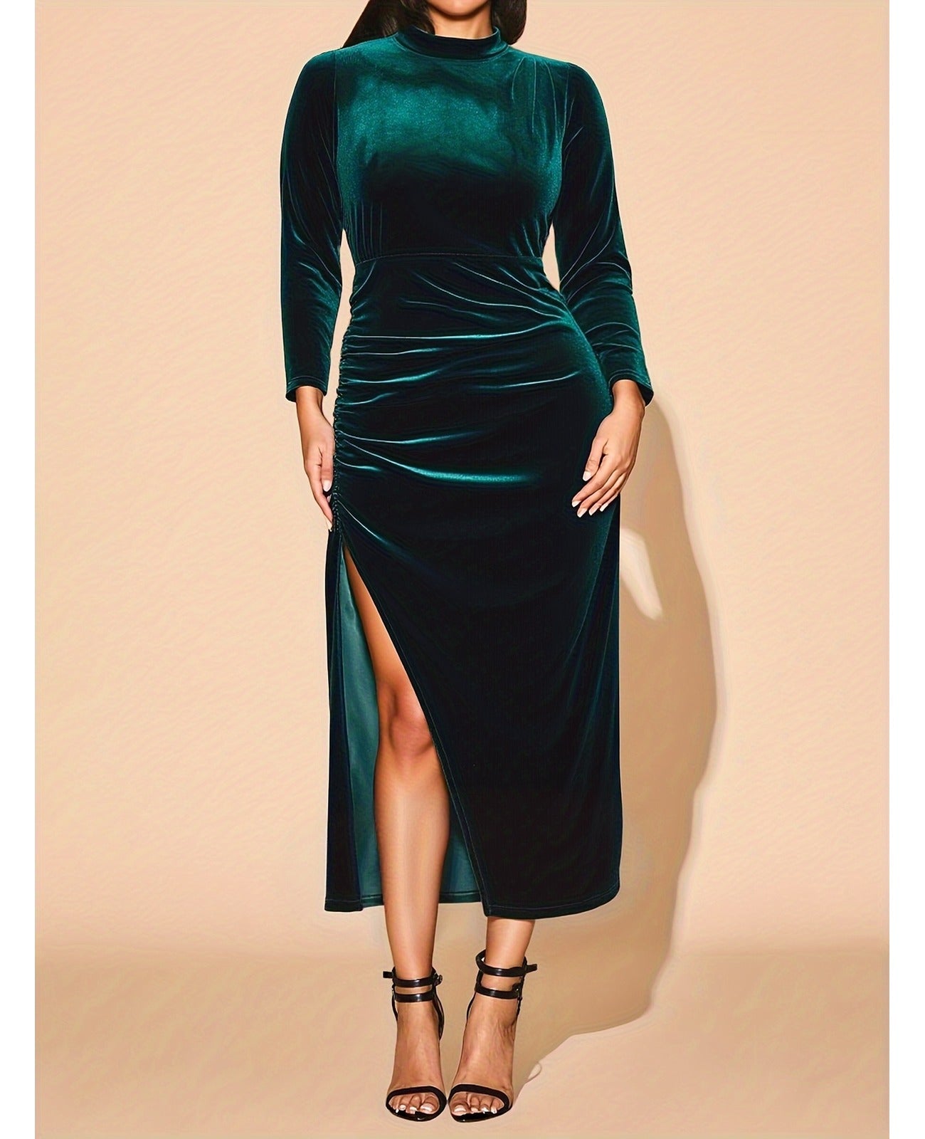Bulk Plus Size Women's Dark Sleeve High Neck Dress Elegant Long Formal Party 17 Pcs view 1