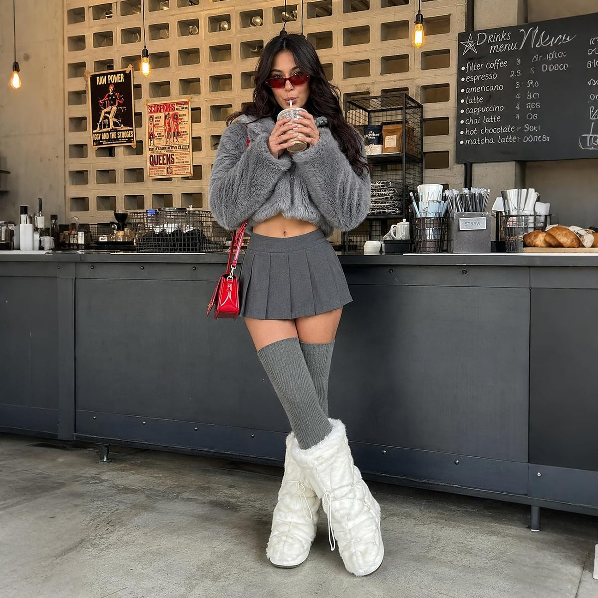 Moon Wood Thigh High Socks Over The Knee Long Boot Stockings Thick Leg Warmers - Grey - view 3