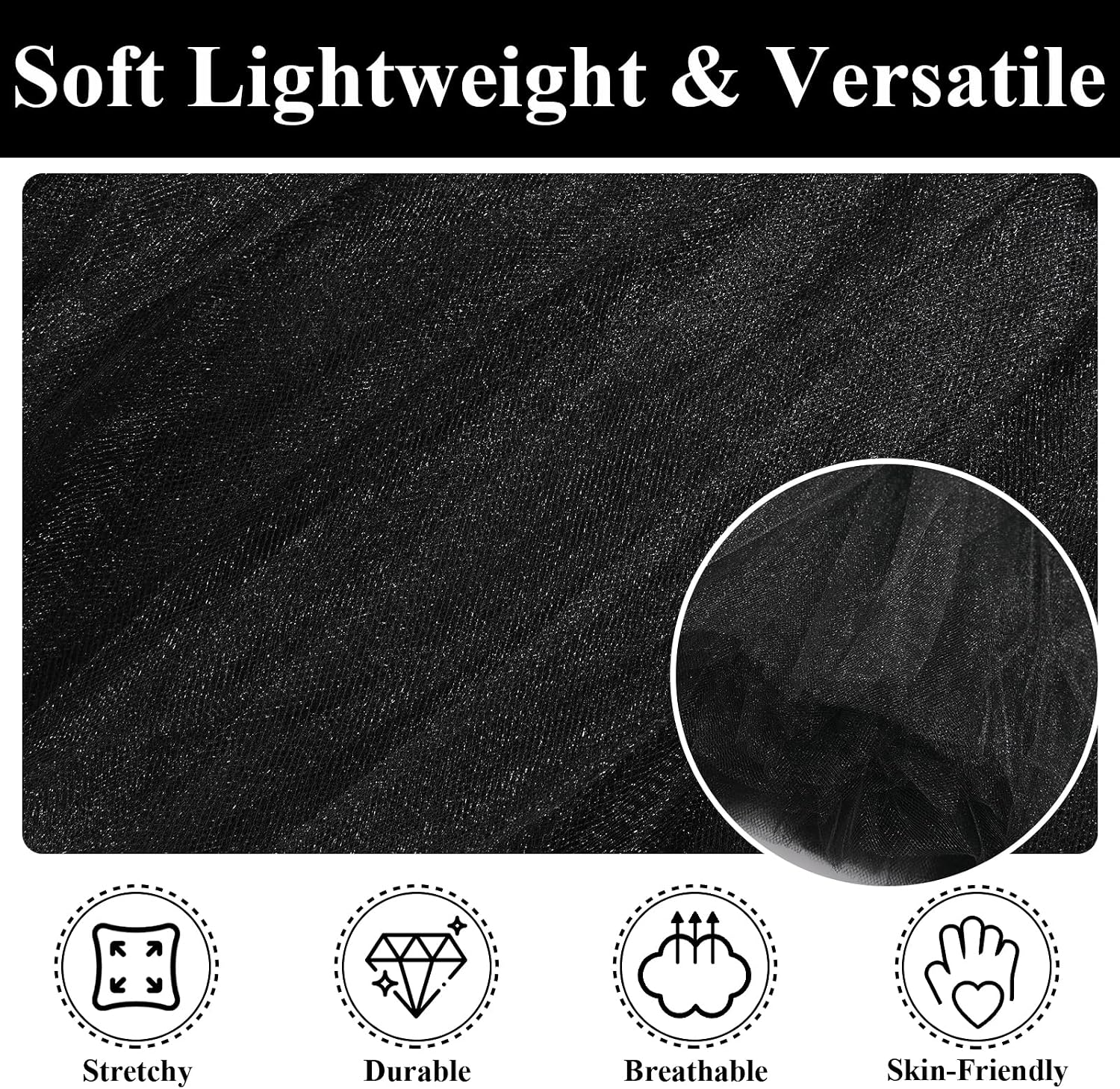 Moon Wood Tutu Skirts for Women Adult 5 Layered Puffy Tulle Skirt - Black