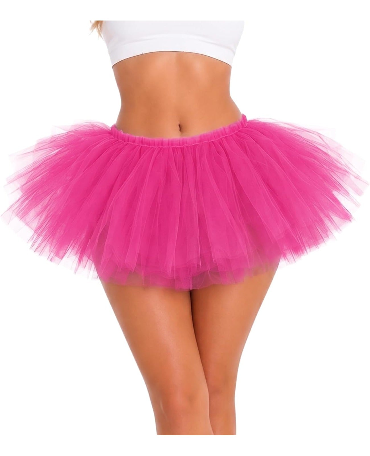 Moon Wood Tutu Skirts for Women Adult 5 Layered Puffy Tulle Skirt - Rose