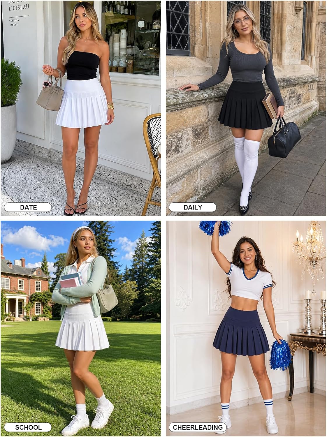 Moon Wood White Pleated Tennis Skort with Pockets - view 7