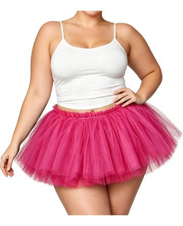 Moon Wood Women Fluffy Tutu Skirt 5 Layered Puffy Tulle Skirt for Halloween - Rose
