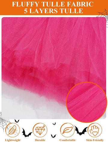 Moon Wood Women Fluffy Tutu Skirt 5 Layered Puffy Tulle Skirt for Halloween - Rose