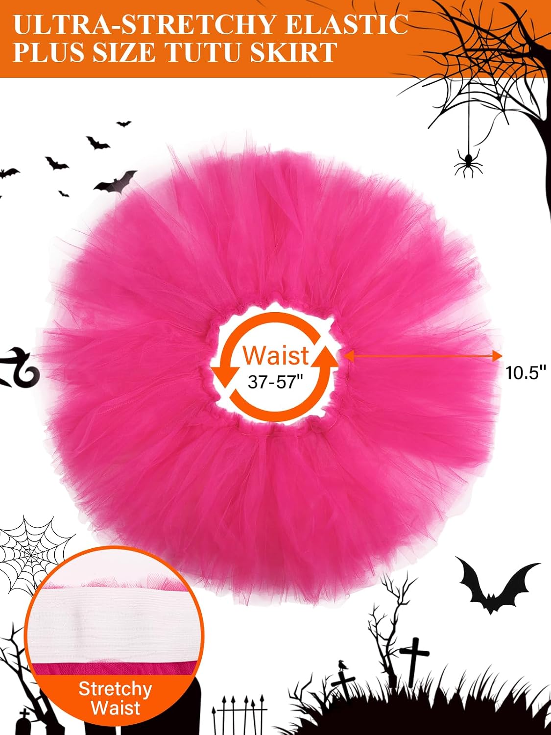 Moon Wood Women Fluffy Tutu Skirt 5 Layered Puffy Tulle Skirt for Halloween - Rose