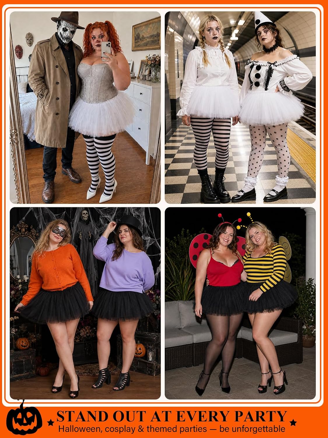 Moon Wood Women Fluffy Tutu Skirt 5 Layered Puffy Tulle Skirt for Halloween - Rose