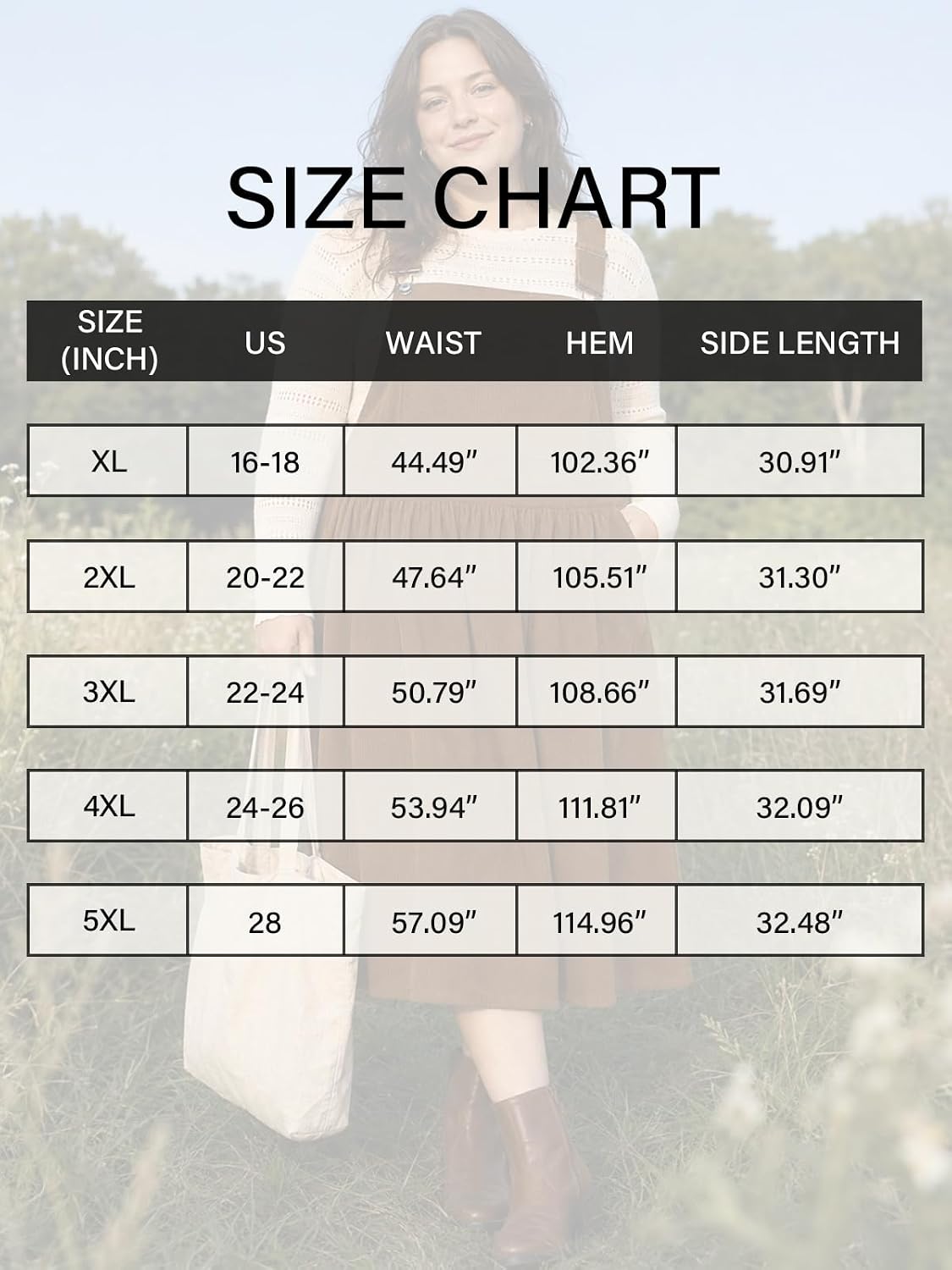 Moon Wood Women Plus Size Corduroy Overall Dress Jumper Pinafore Fall Dress - Brown