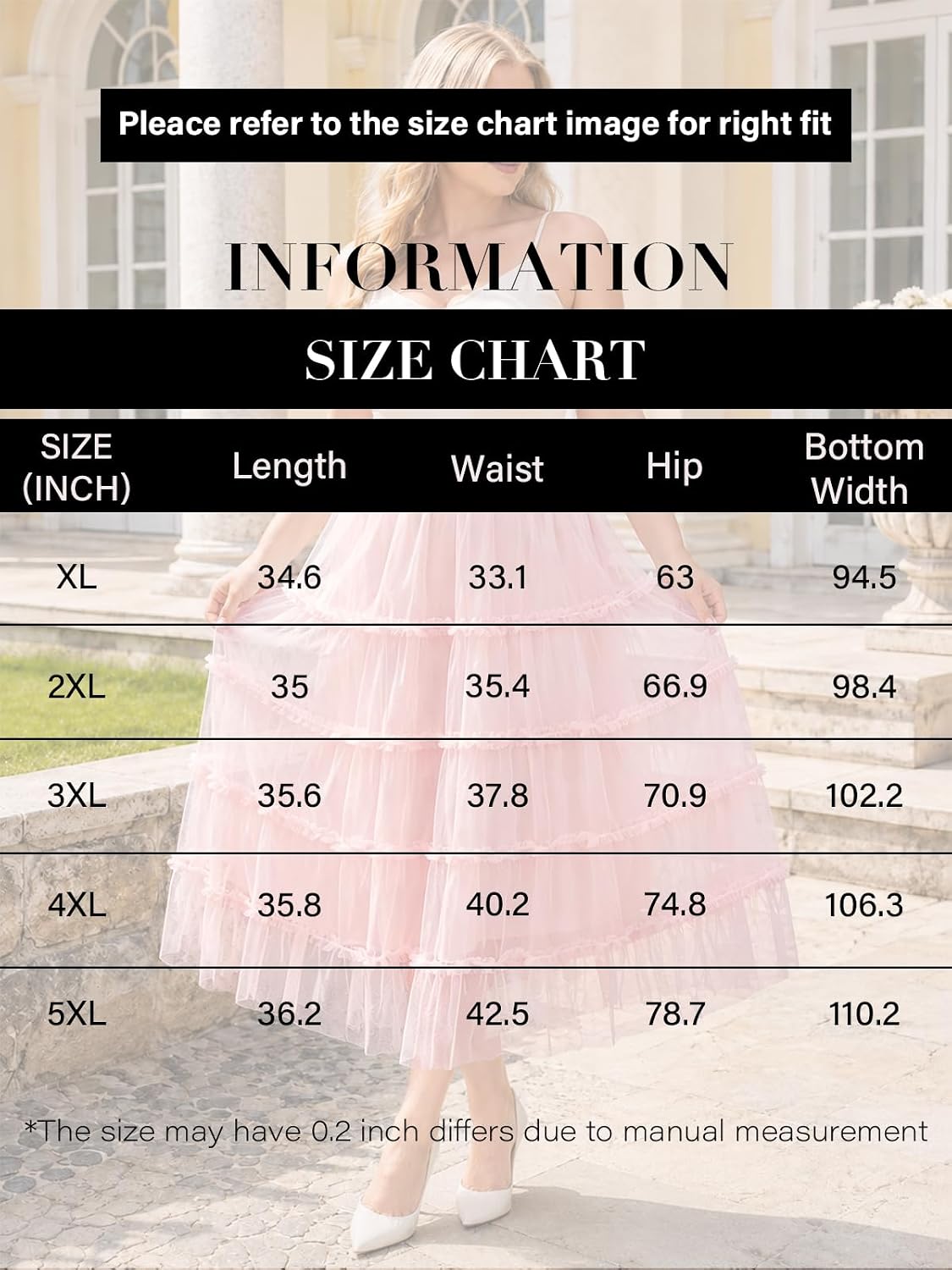 Moon Wood Women's Plus Size Tulle Maxi Skirt A Line Layered Fairy Skirt - Pink