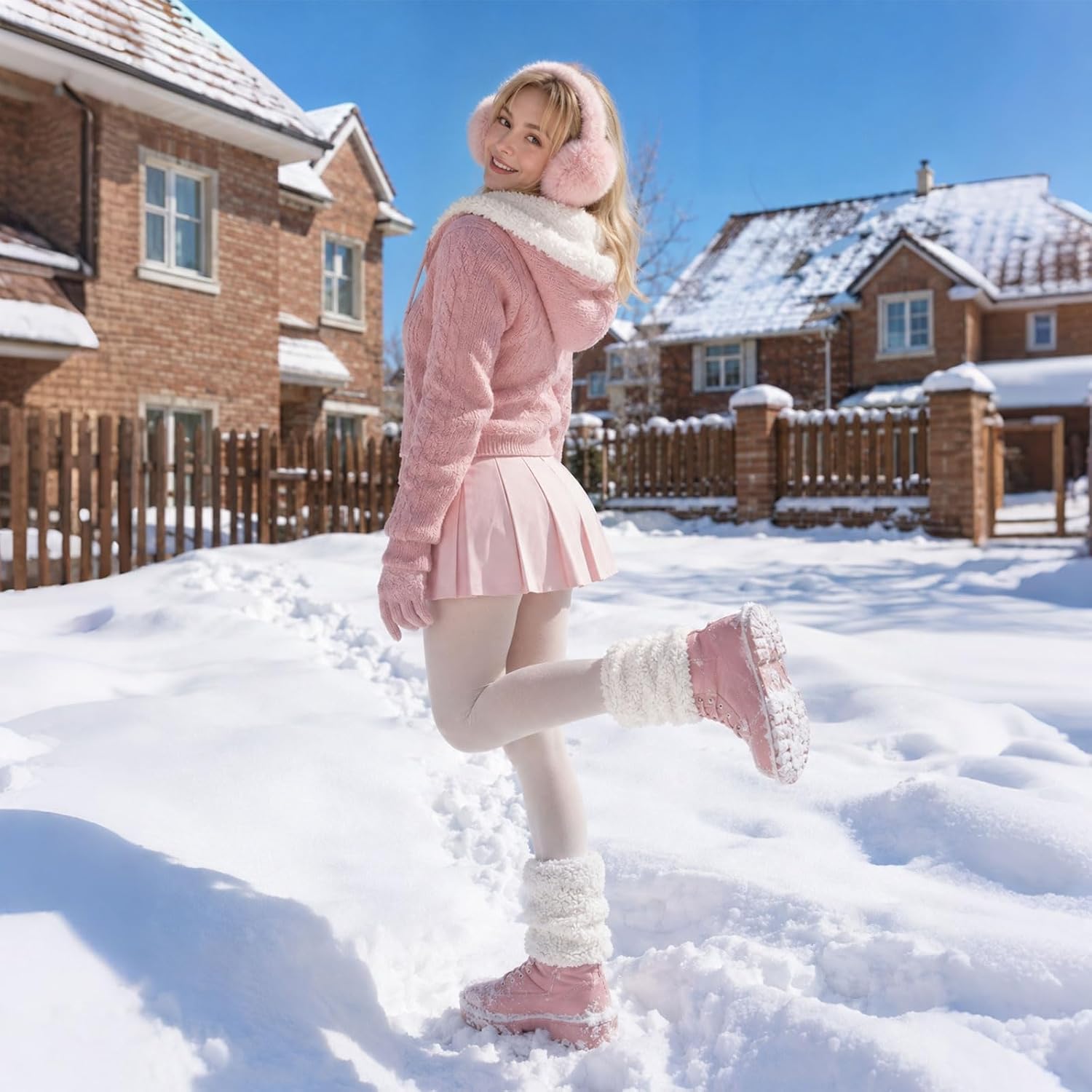 Moon Wood Womens Fuzzy Leg Warmers Short Winter Chunky Thick Fluffy Boot Cuffs - White