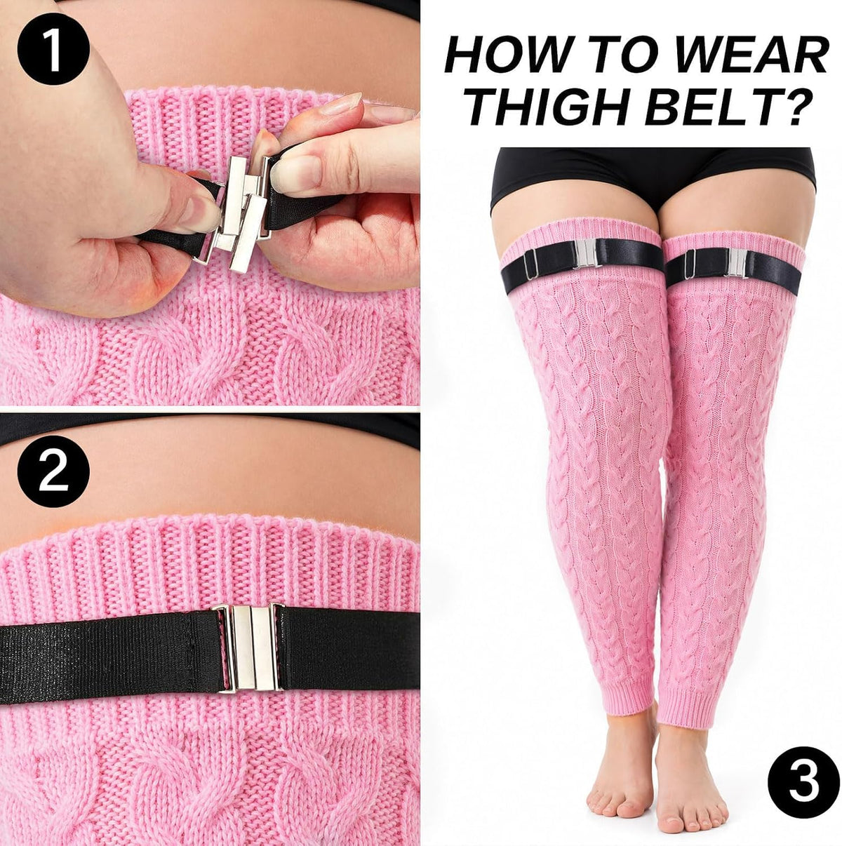 Moon Wood Womens Plus Size Fleece Lined Leg Warmers Thick Footless Thigh High Socks - Light Pink