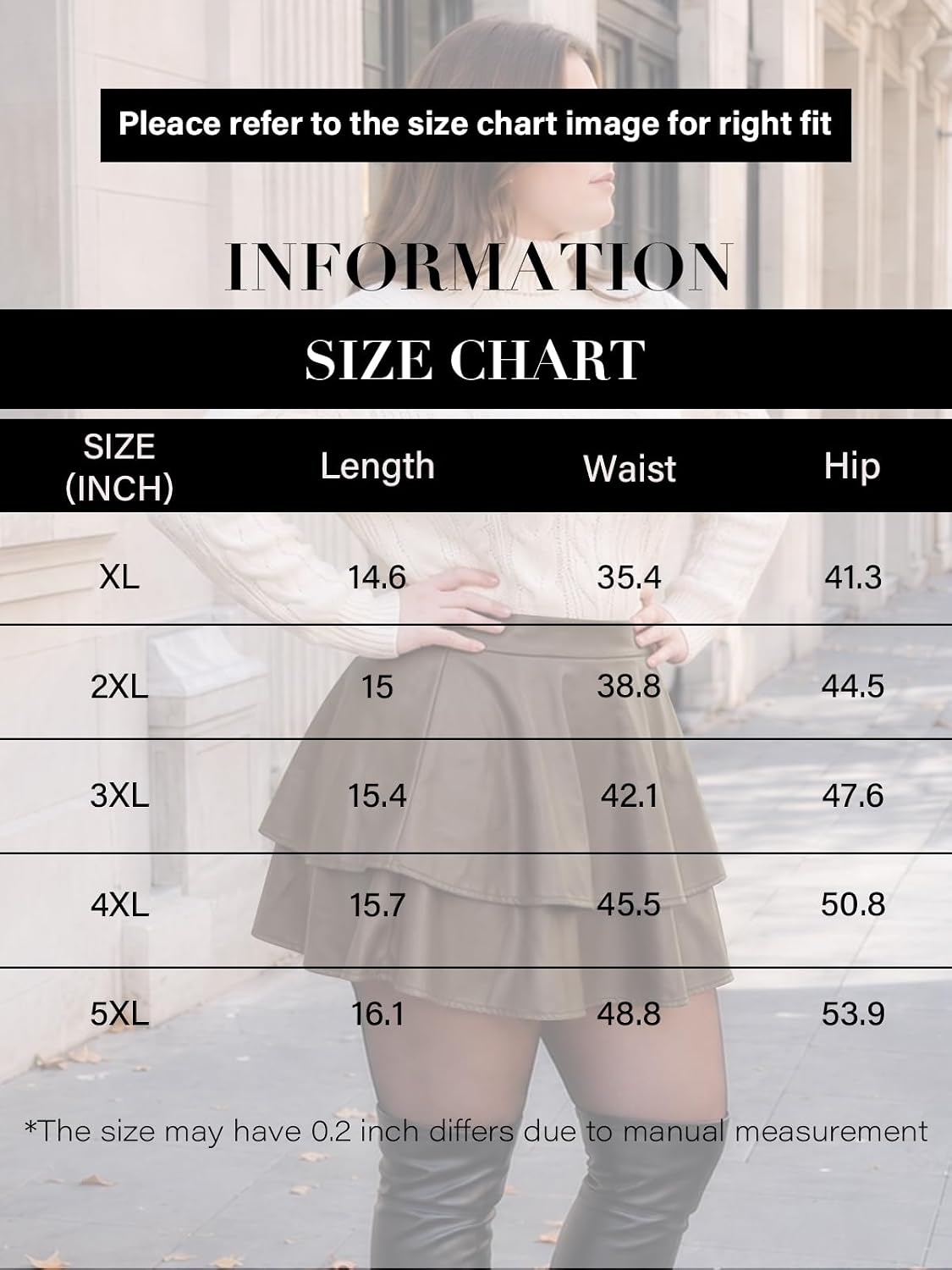 Moon Wood Womens Plus Size Leather Mini Skirt Ruffle Skort with Pockets - Brown