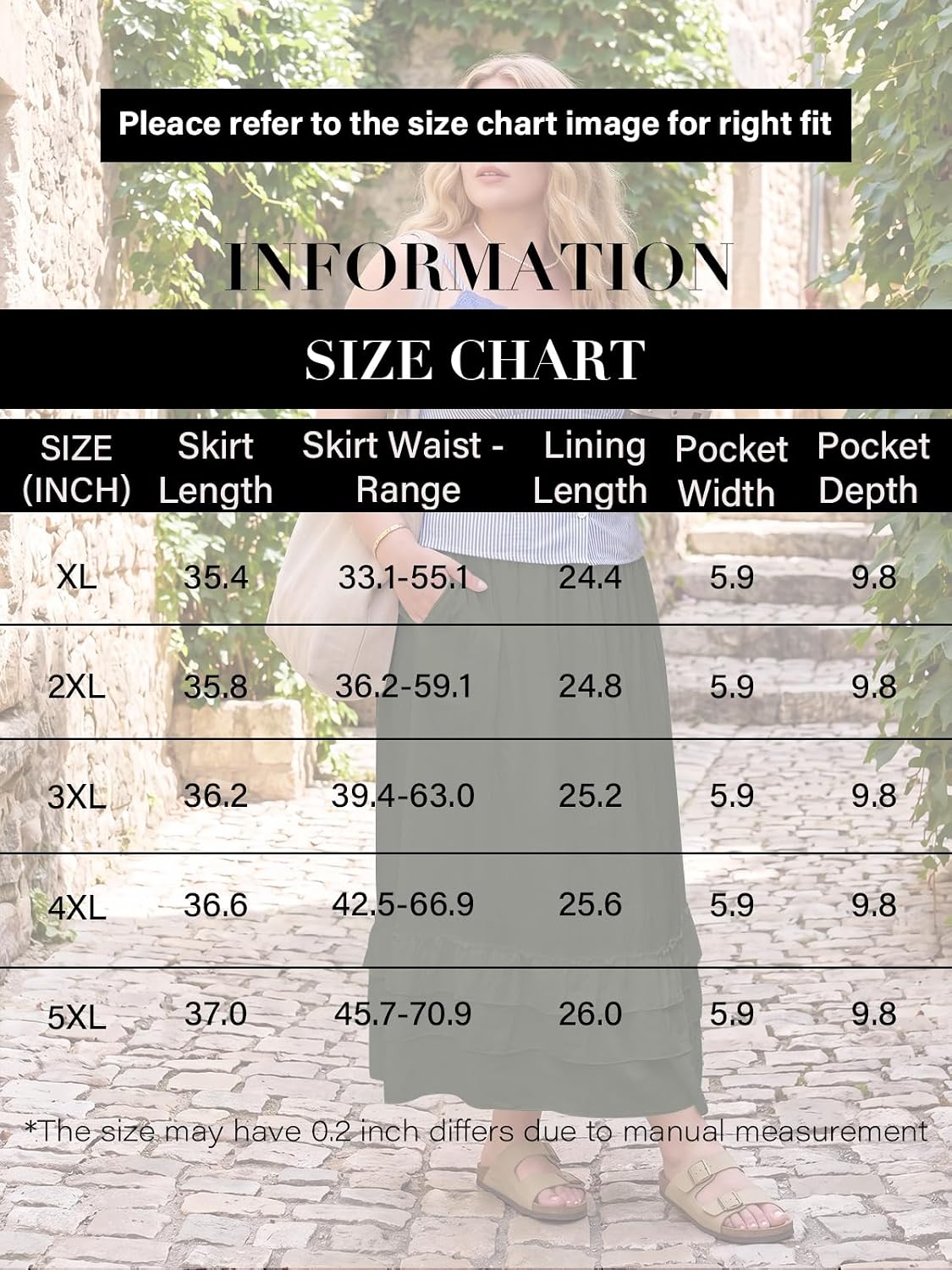 Moon Wood Womens Plus Size Maxi Skirt Long Flowy Ruffle Skirts with Pockets - Army Green