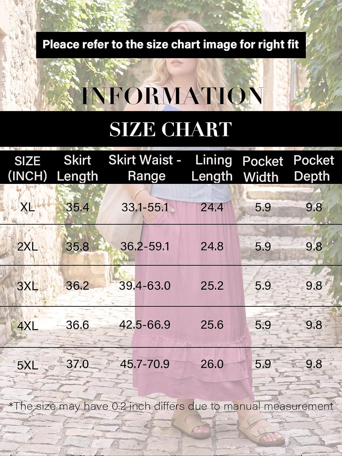Moon Wood Womens Plus Size Maxi Skirt Long Flowy Ruffle Skirts with Pockets - Pink