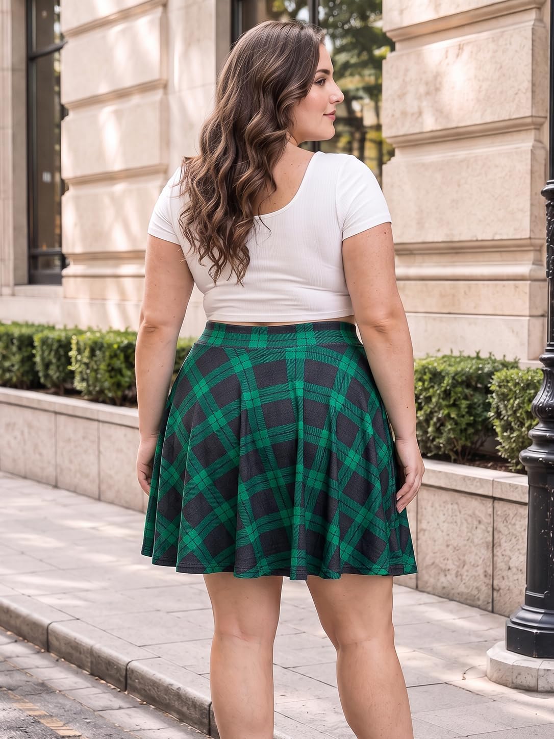 Moon Wood Women's Plus Size Skater Skirt High Waisted Flowy Flared Mini Skirt - Floral05 - view 4