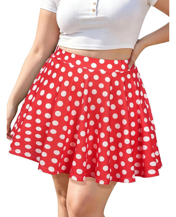 Moon Wood Women's Plus Size Skater Skirt High Waisted Flowy Flared Mini Skirt - Floral08 - view 1