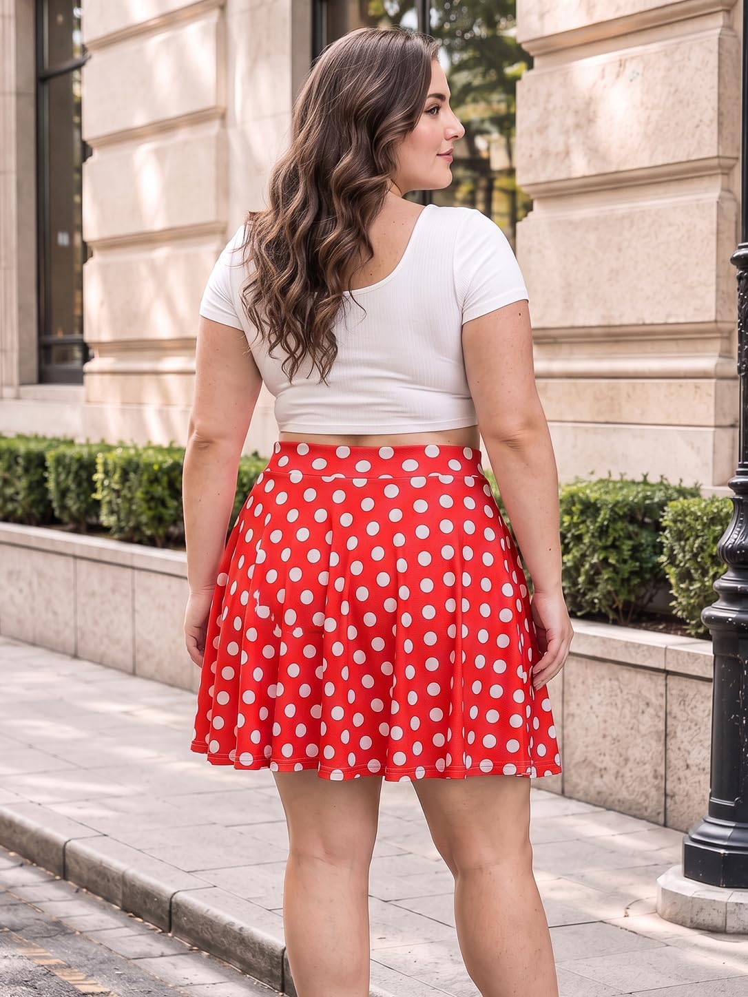 Moon Wood Women's Plus Size Skater Skirt High Waisted Flowy Flared Mini Skirt - Floral08 - view 4