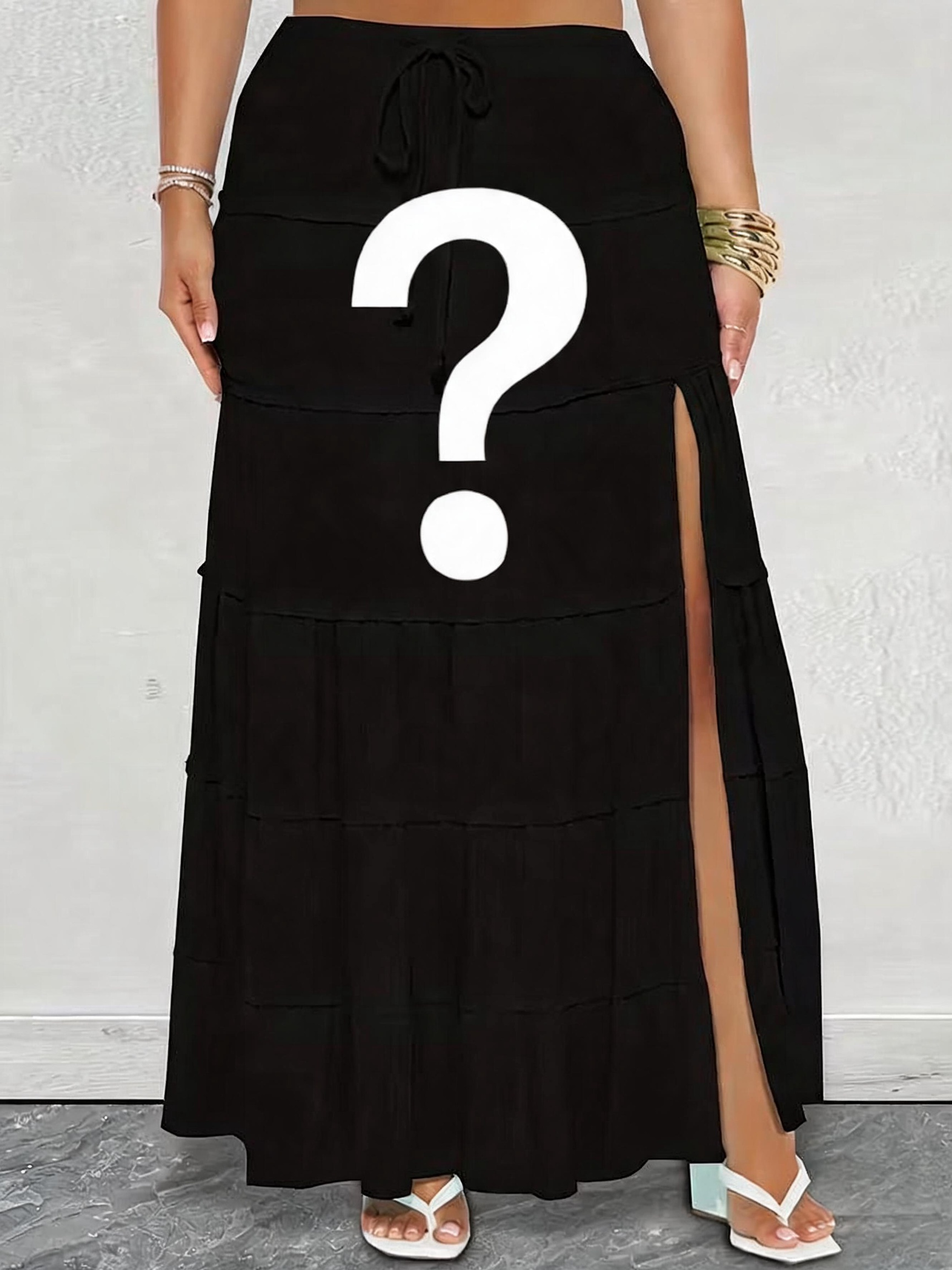 Women’s black maxi skirt with drawstring waist and side slit