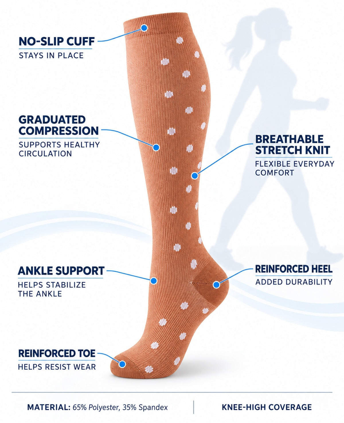 Patterned Compression Socks Knee High 6 Pair Set - Pink Orange Blossom approved structure and function