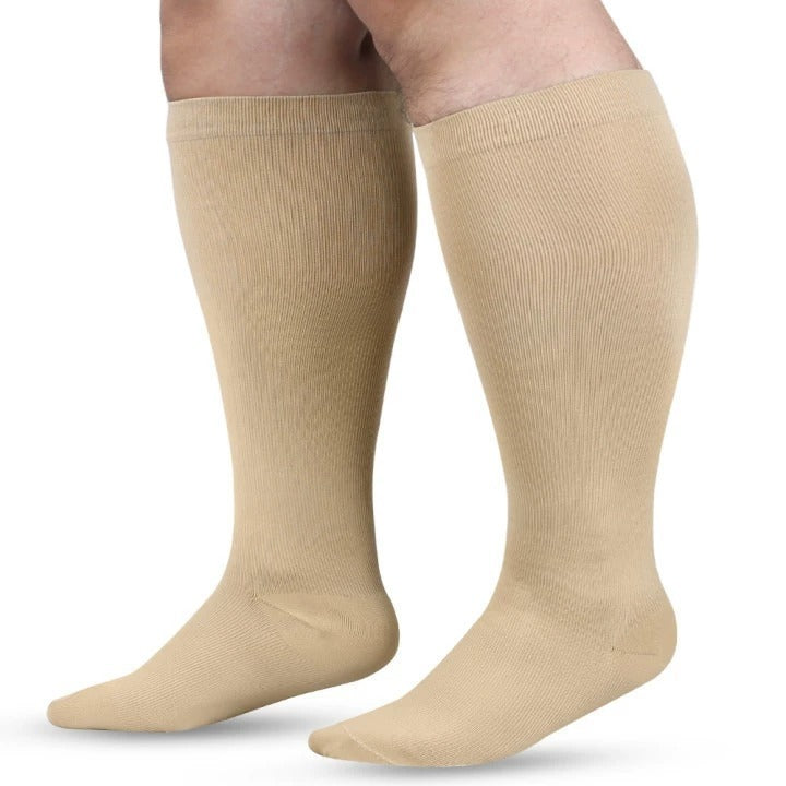 Nude plus size knee high compression socks extra wide fit
