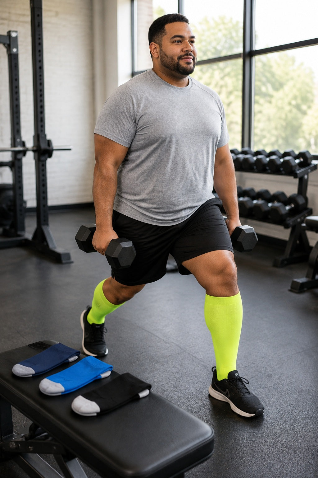 Plus Size Extra Wide Compression Socks 4 Pair Bundle - Contrast Heel male model sports scene
