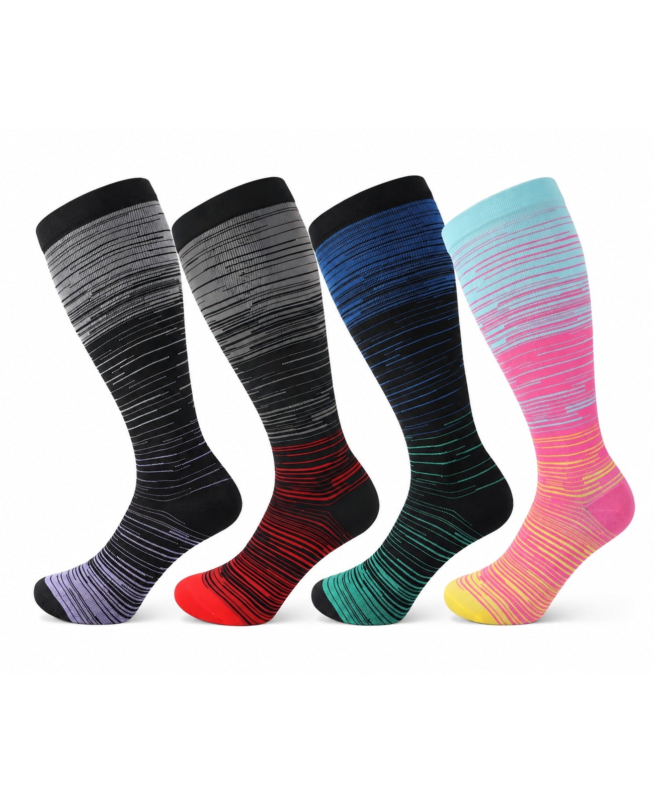 Plus Size Extra Wide Compression Socks 4 Pair Bundle - Fine Thread four pair bundle white background product hero