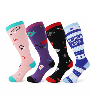 Plus Size Extra Wide Compression Socks 4 Pair Bundle - Color Signal four pair bundle white background product hero