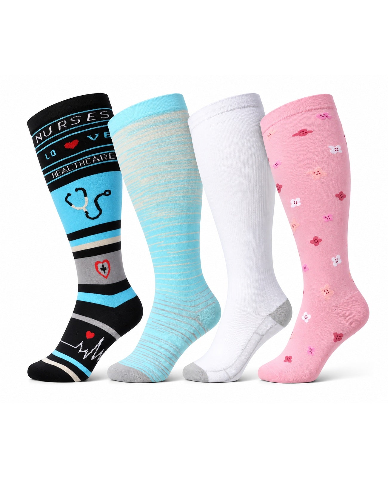 Plus Size Extra Wide Compression Socks 4 Pair Bundle - Modern Mix four pair bundle white background product hero