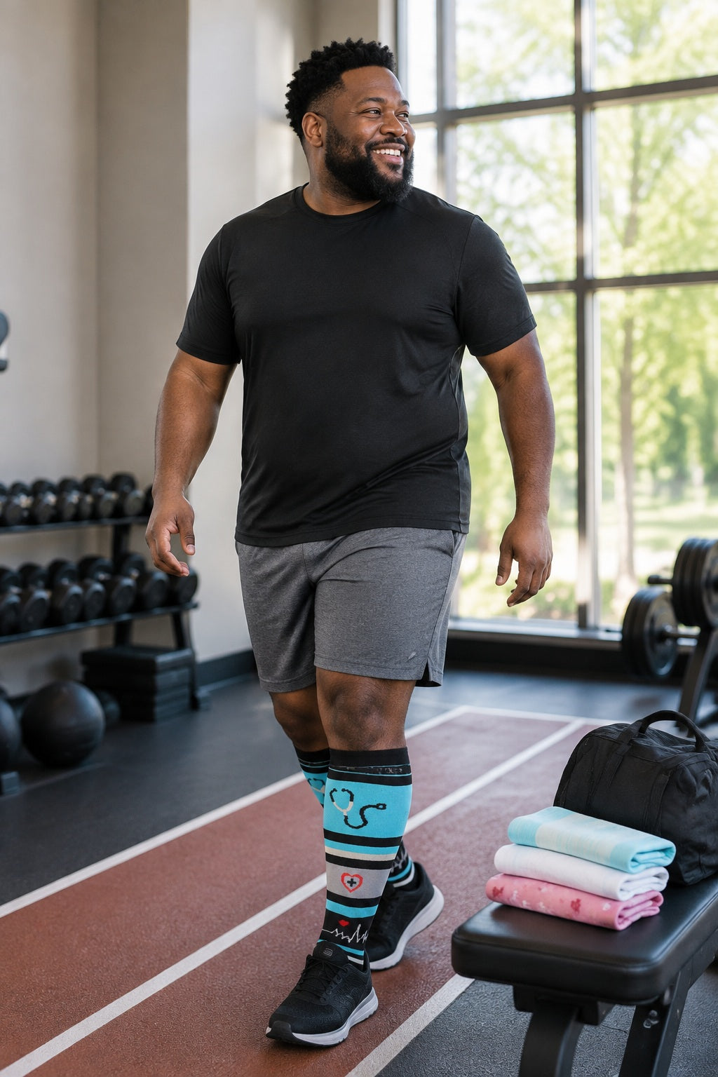 Plus Size Extra Wide Compression Socks 4 Pair Bundle - Modern Mix male model sports scene