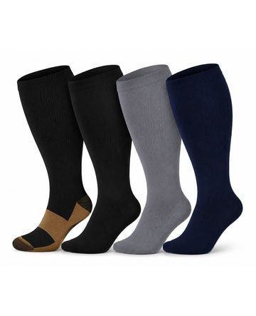 Plus Size Extra Wide Compression Socks 4 Pair Bundle - Plus Size Yin Yang four pair bundle white background product hero