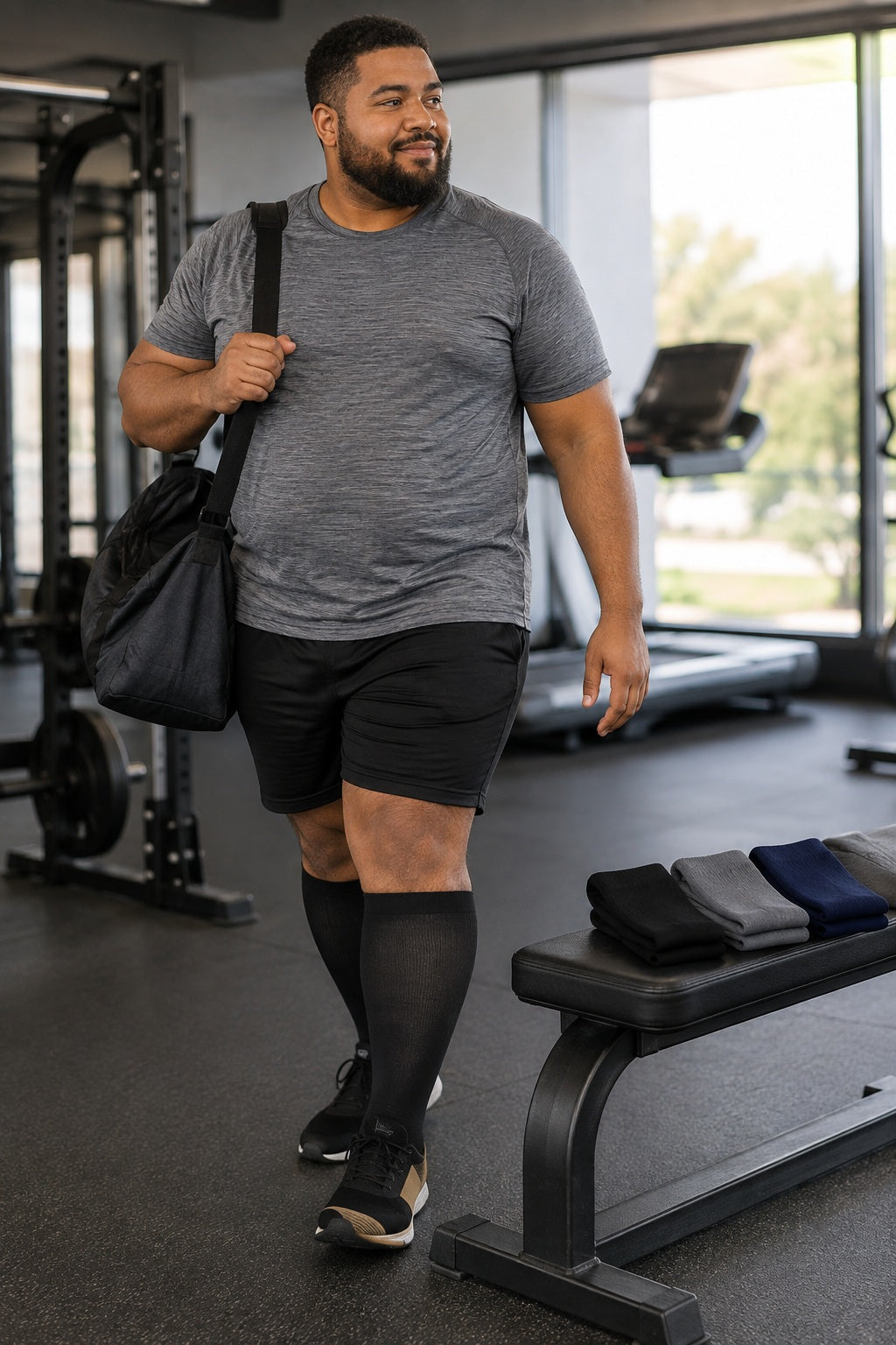 Plus Size Extra Wide Compression Socks 4 Pair Bundle - Plus Size Yin Yang male model sports scene