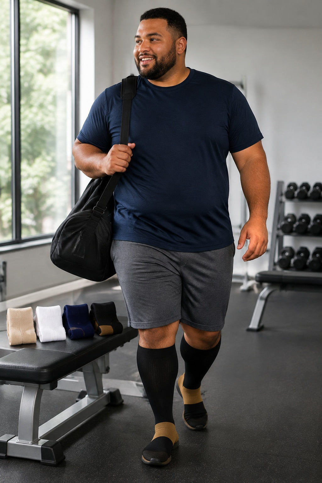Plus Size Extra Wide Compression Socks 4 Pair Bundle - Neutral Plus Mix male model sports scene