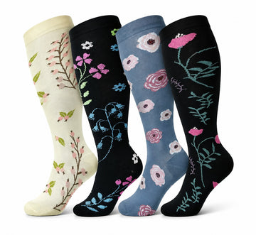 Plus Size Extra Wide Compression Socks 4 Pair Bundle - Soft Garden four pair assorted color AI product hero on white background