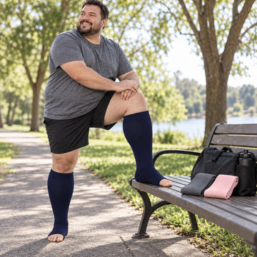 Plus Size Open Toe Compression Socks 3 Pair Set - Black Gray Pink extra wide plus size open toe compression socks male sport scene