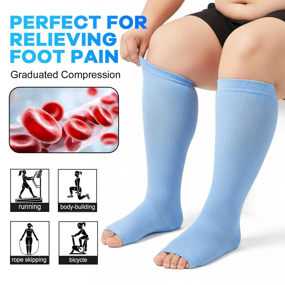 Plus Size Open Toe Compression Socks 3 Pair Set - Dark Gradient open toe compression socks activity guide