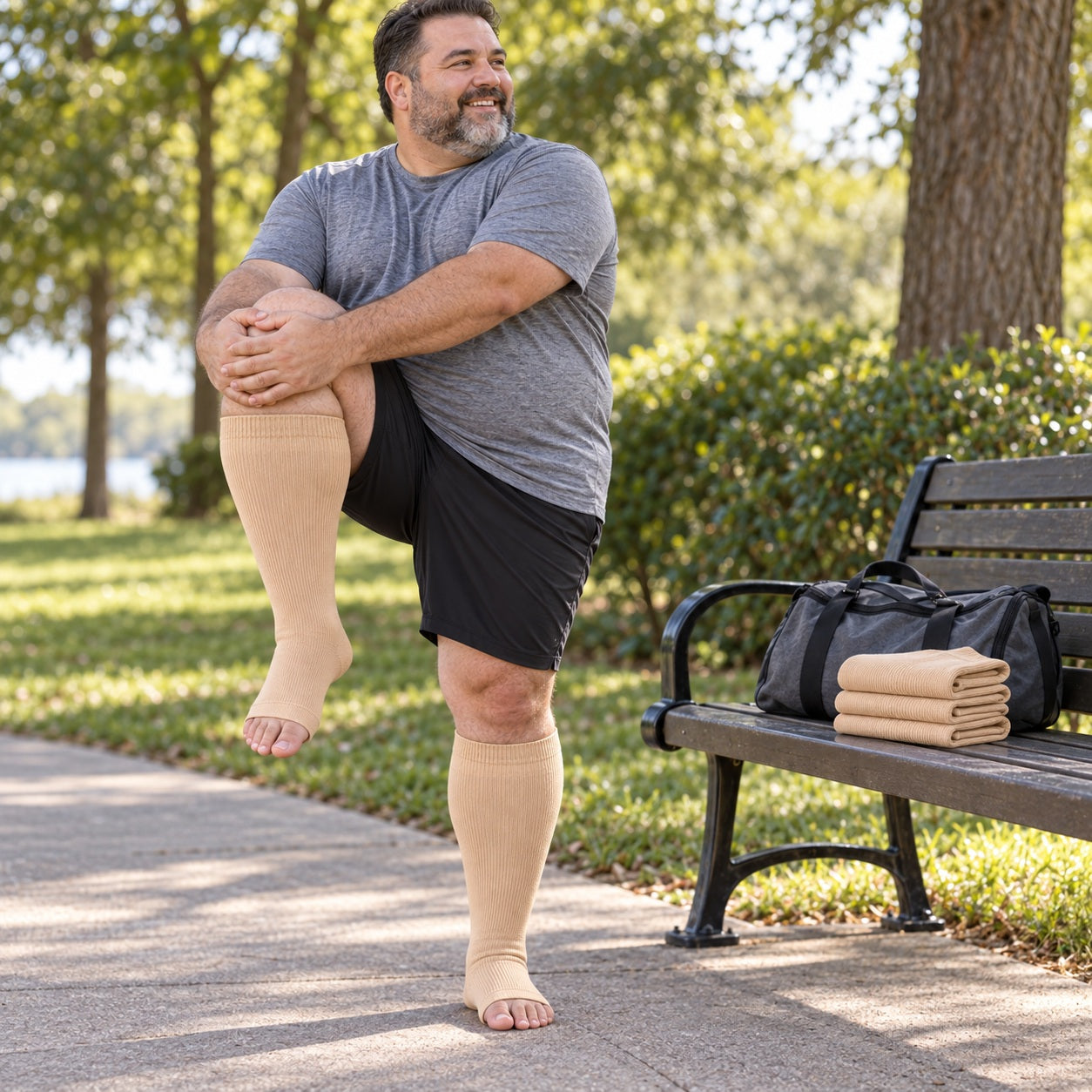 Plus Size Open Toe Compression Socks 3 Pair Set - Nude Nude Nude extra wide plus size open toe compression socks male sport scene
