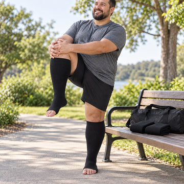 Plus Size Open Toe Compression Socks 3 Pair Set - Pieced Black extra wide plus size open toe compression socks female home scene